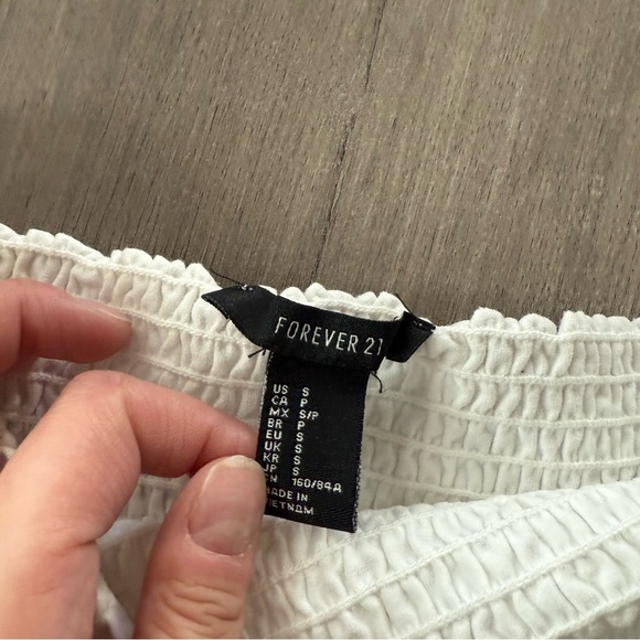 Forever 21 White Smocked Off Shoulder Crop Top - Picture 4 of 4